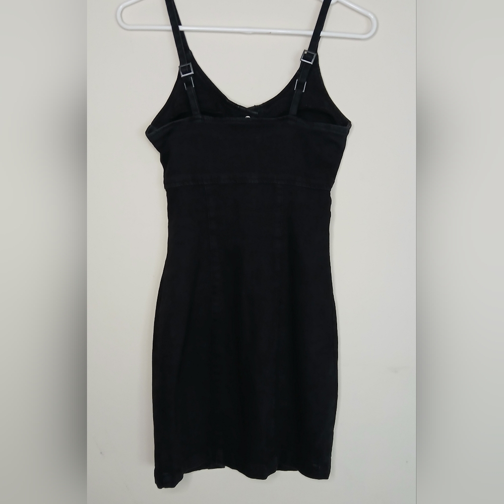 Highway Jeans Black Denim Front Snap Mini Dress - Picture 3 of 6